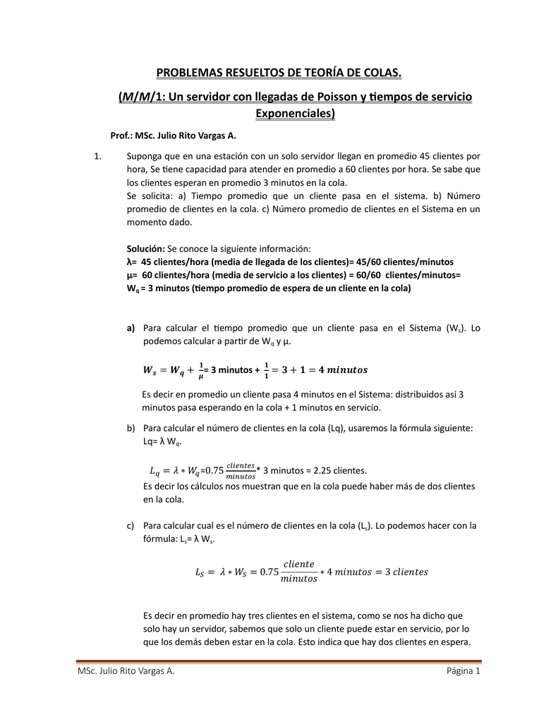 Soluciones efectivas para problemas de teoría de colas_teoria_online Problemas de teoria de colas_teoria_online